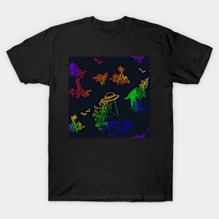 Rainbow Gay Pride Mothman Bigfoot Aliens Pastoral Toile T-Shirt